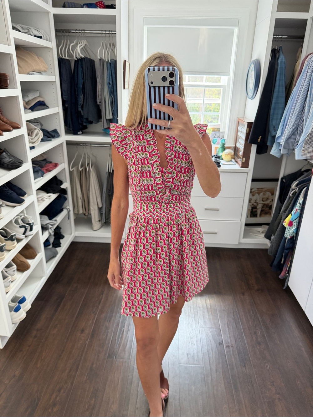 Avara Pink Patterned Flutter-Sleeve Women’s Dress XS NWT